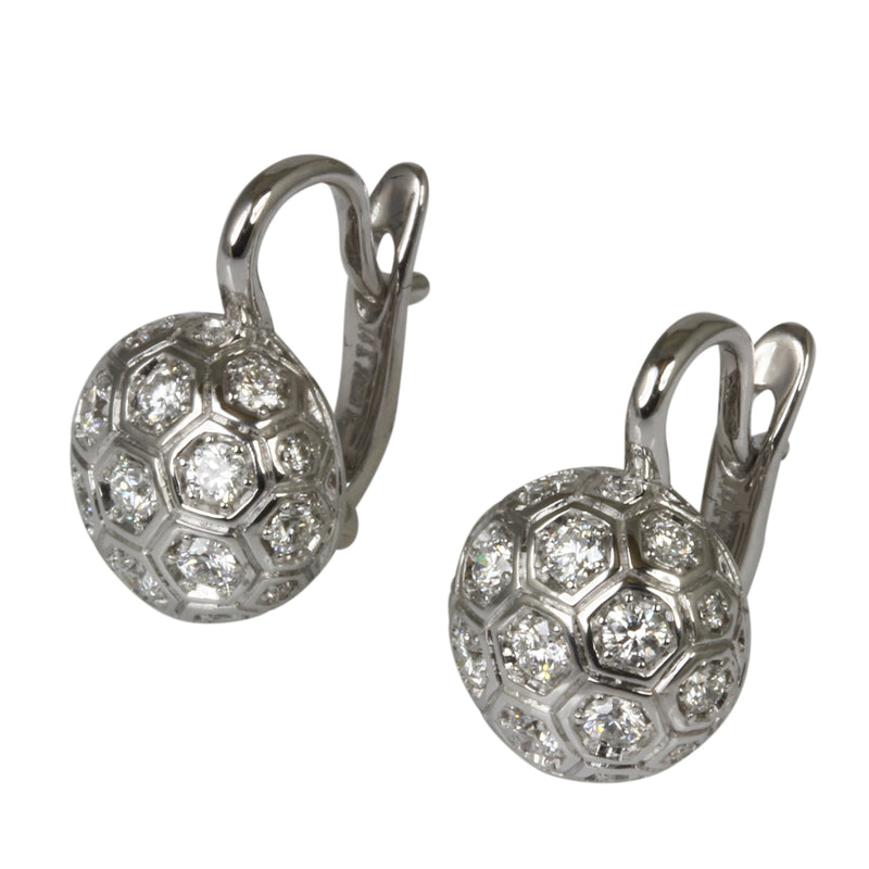 14k Gold Diamond Hexagonal Half Ball Earrings