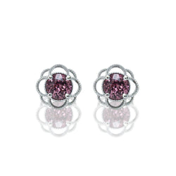 14k Gold 6mm Round Malaya Garnet Petal Earrings