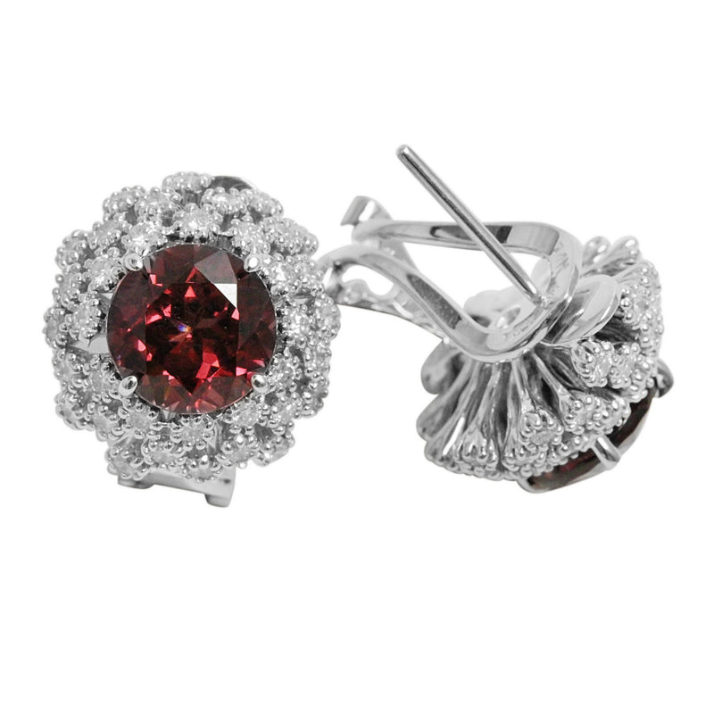 14k Gold Diamond Encrusted Rhodolite & Diamond Earring