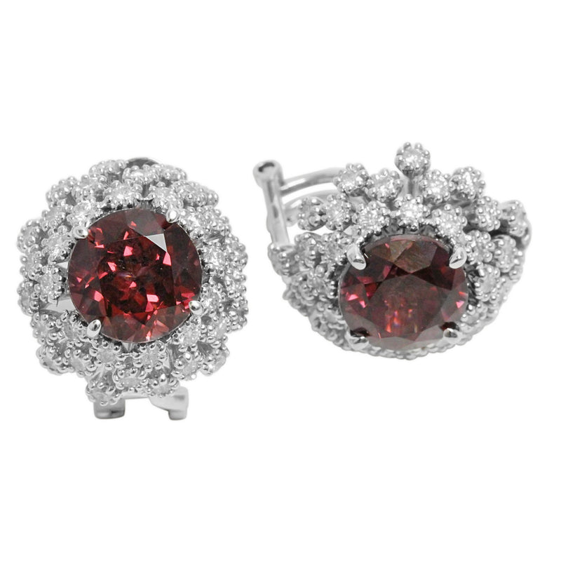 14k Gold Diamond Encrusted Rhodolite & Diamond Earring