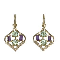 14k Gold Lavender Sapphire & Mint Garnet Earrings