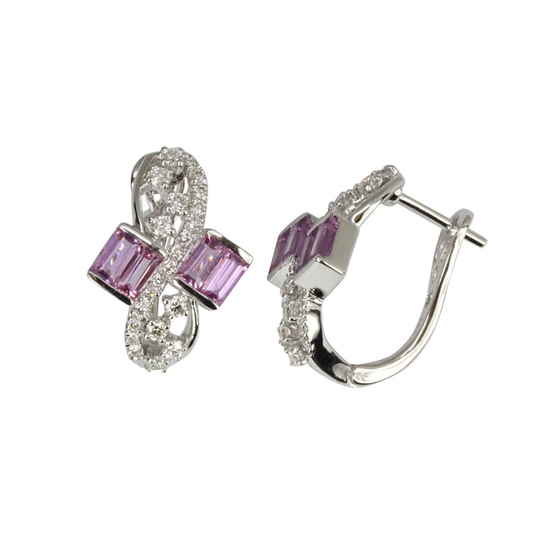 14k Gold Lavender Sapphire & Diamond Earrings