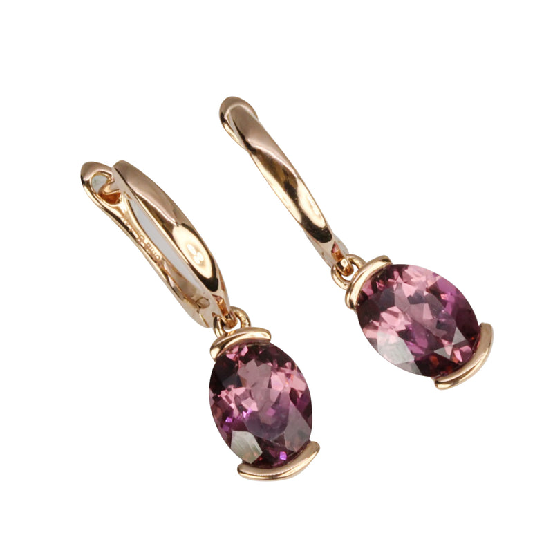 14k Gold Oval Malaya Garnet Earrings