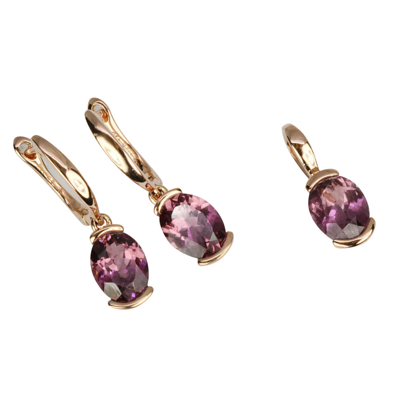 14k Gold Oval Malaya Garnet Earrings