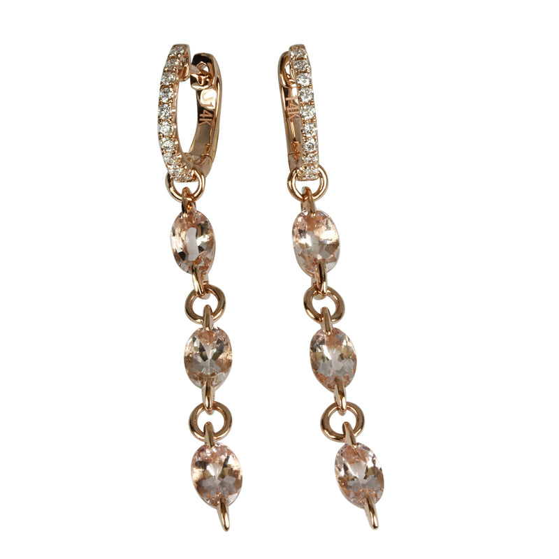 14k Gold Morganite & Diamond Earrings