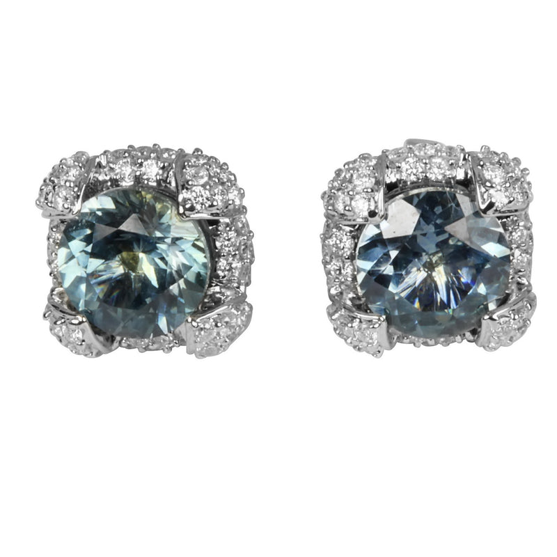 14k Gold Montana Blue Sapphire & Diamond Earrings