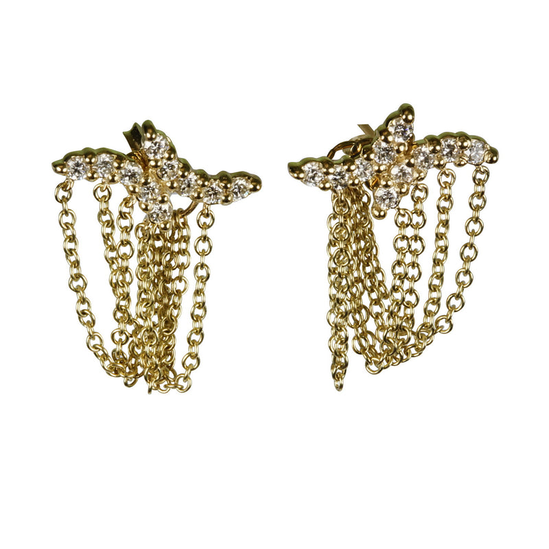 14k Gold Diamond Chain Earrings