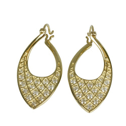 14k Gold Point Drop Hoop Diamond Earrings