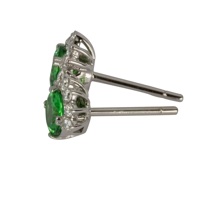 14k Gold 5.5mm Tsavorite & Diamond Flair Earrings