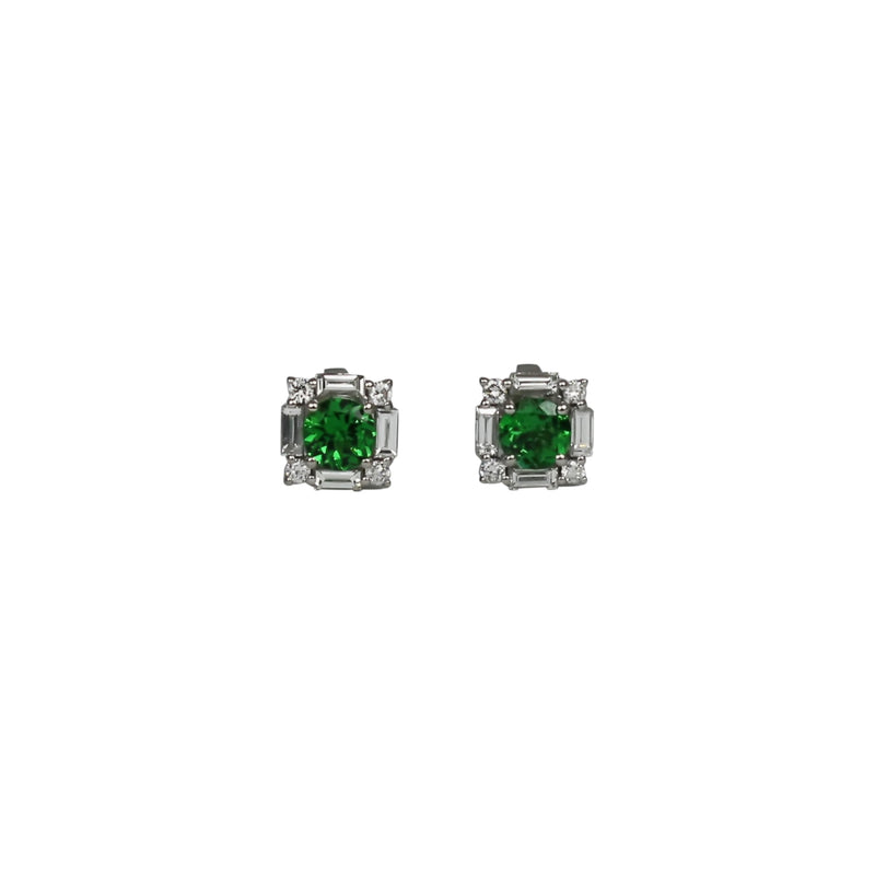 14k Gold Tsavorite & Diamond Art Deco Earrings