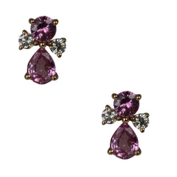 14k Gold Pink Sapphire & Diamond Angel Earrings