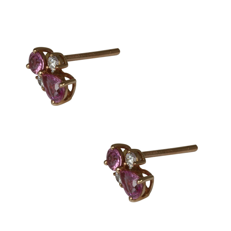 14k Gold Pink Sapphire & Diamond Angel Earrings