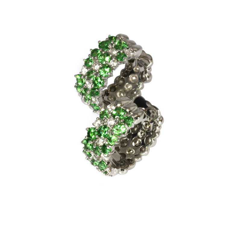 14k Gold Tsavorite & Diamond Scatter Hoop Earrings