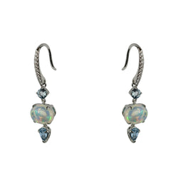 14k Gold Opal & Aquamarine Earrings