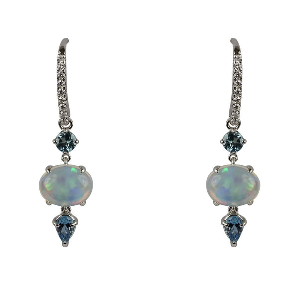 14k Gold Opal & Aquamarine Earrings