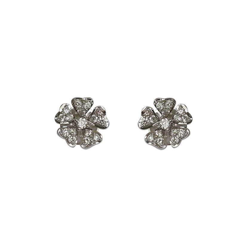 14k Gold Diamond Flower Earrings