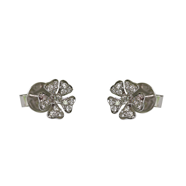 14k Gold Diamond Flower Earrings