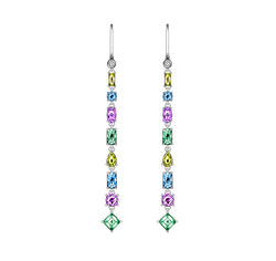 14k Multi Gemstone Long Dangle Earrings