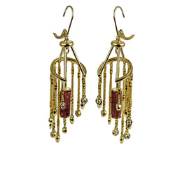 18k Gold Pink Tourmarline Chandelier Gemstone Earrings