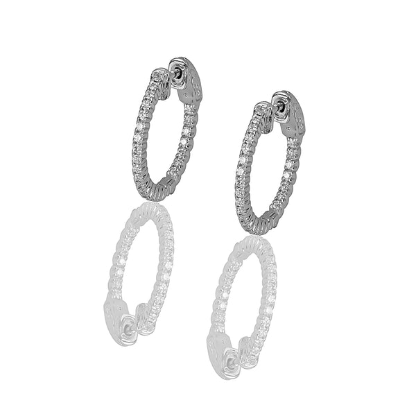 14k Gold & Diamond Full Round Hoop Earrings