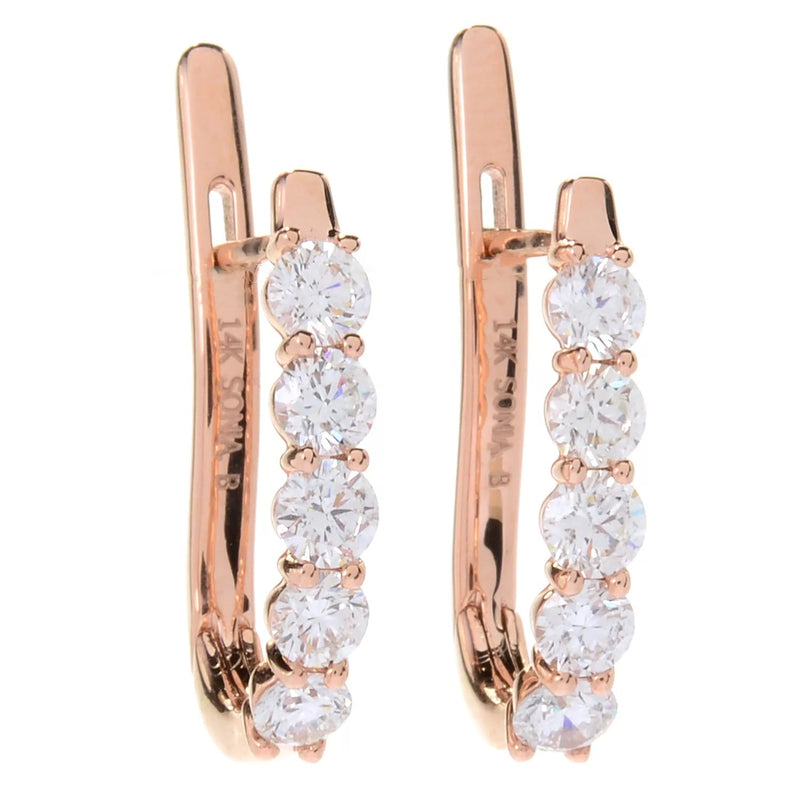 14K 1.0CT Diamond Huggies Hoop Earrings