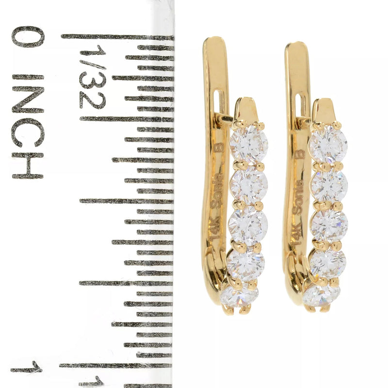 14K 1.0CT Diamond Huggies Hoop Earrings