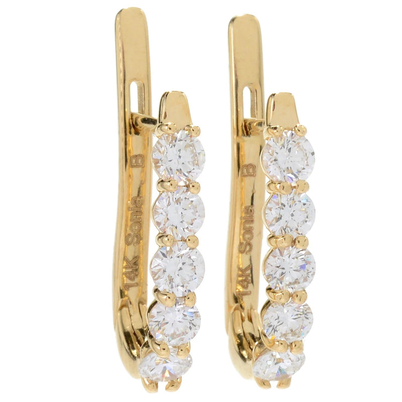 14K 1.0CT Diamond Huggies Hoop Earrings