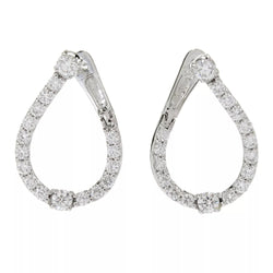 14K Teardrop Silhouette Diamond  Hoop Earrings