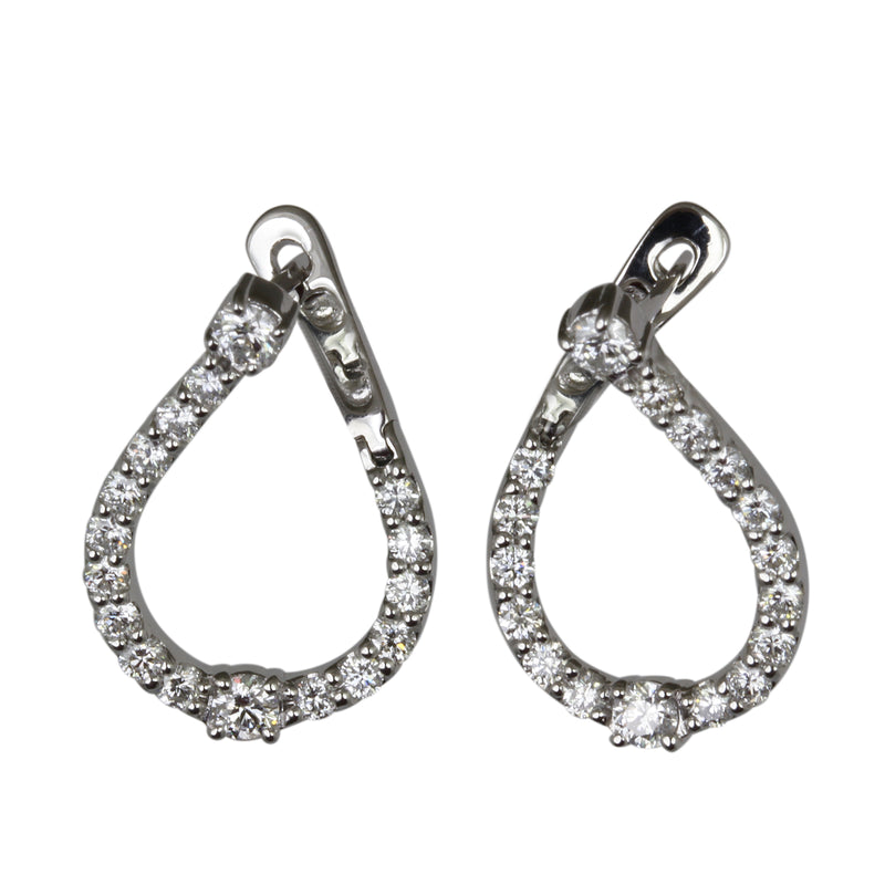 14K Teardrop Silhouette Diamond  Hoop Earrings