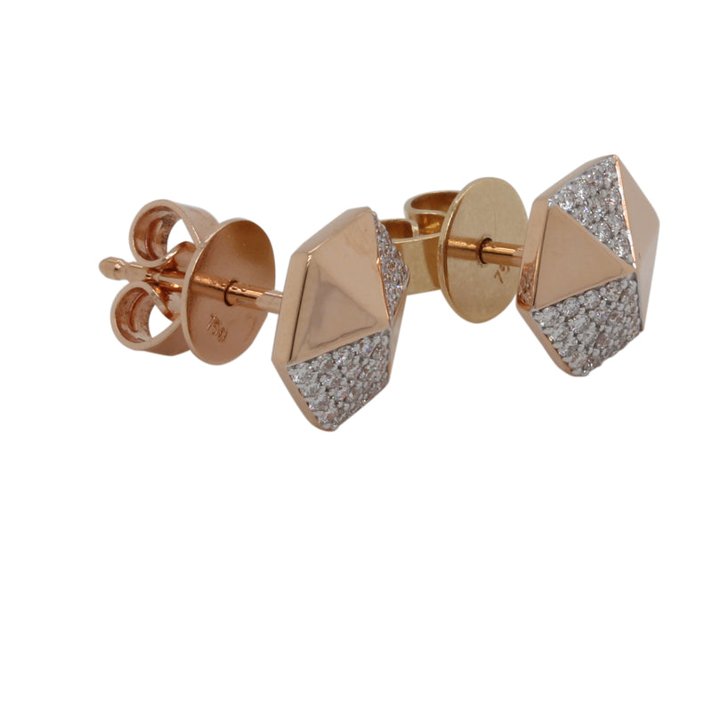 14k Gold Gemoetric Diamond Stud Earrings