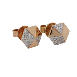 14k Gold Gemoetric Diamond Stud Earrings