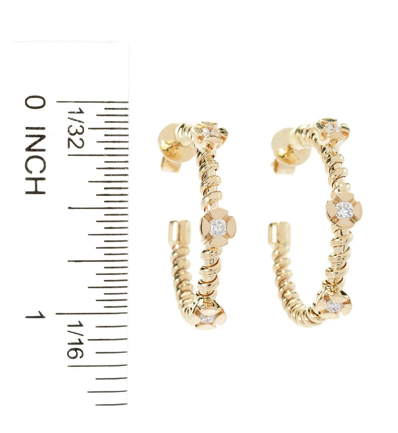 14K gold 0.30ct diamond corkscrew hoop earring