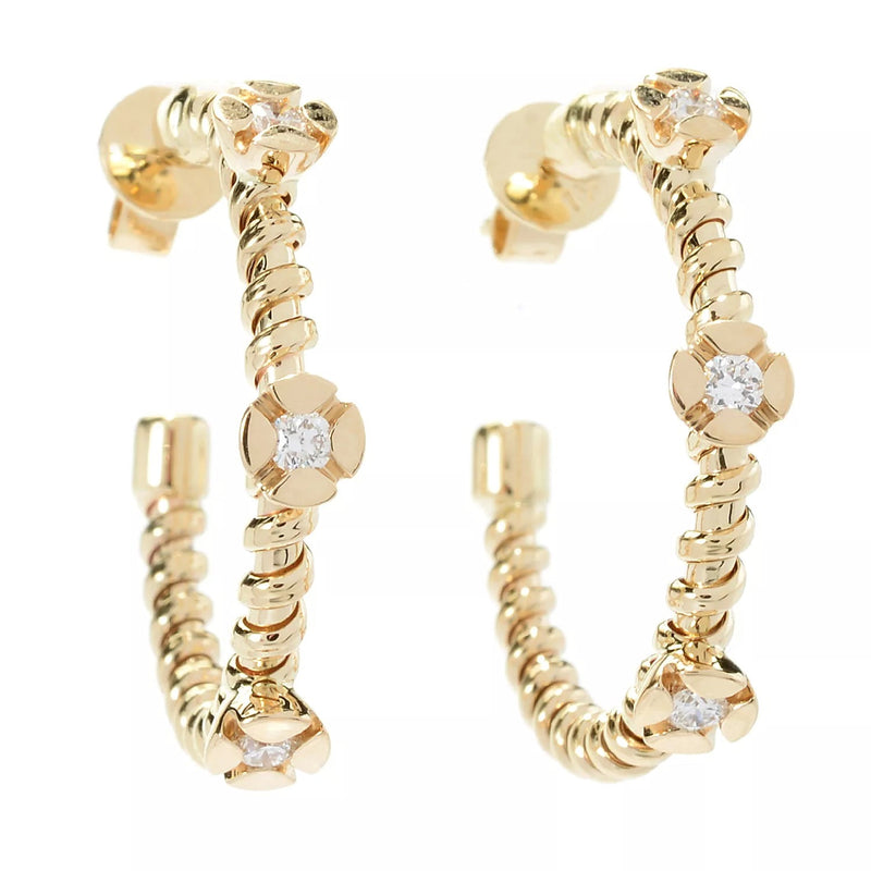 14K gold 0.30ct diamond corkscrew hoop earring