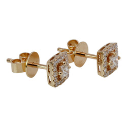 14KT Princess Diamond Halo Earrings