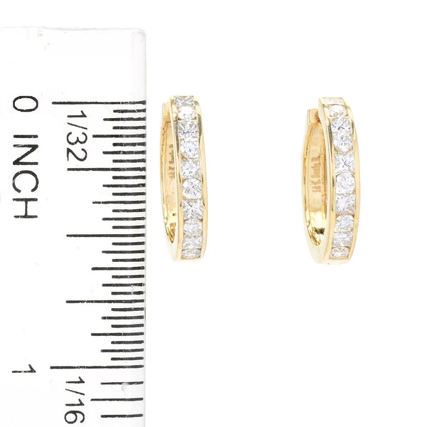 14K Diamond Princess and Round Hoop Earrings