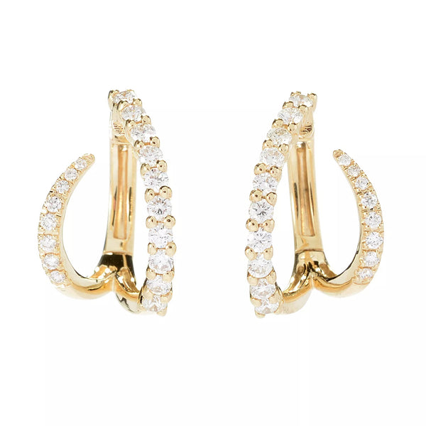 14K Diamond Double Hoop Earrings
