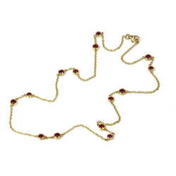 14k Yellow Gold 17'' Pink Sapphire Station Necklace