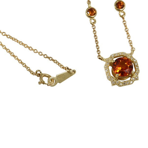 14k Gold Madagascar Citrine Chain Link Necklace