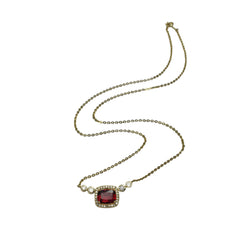 14k Gold Rhodolite & Diamond Necklace