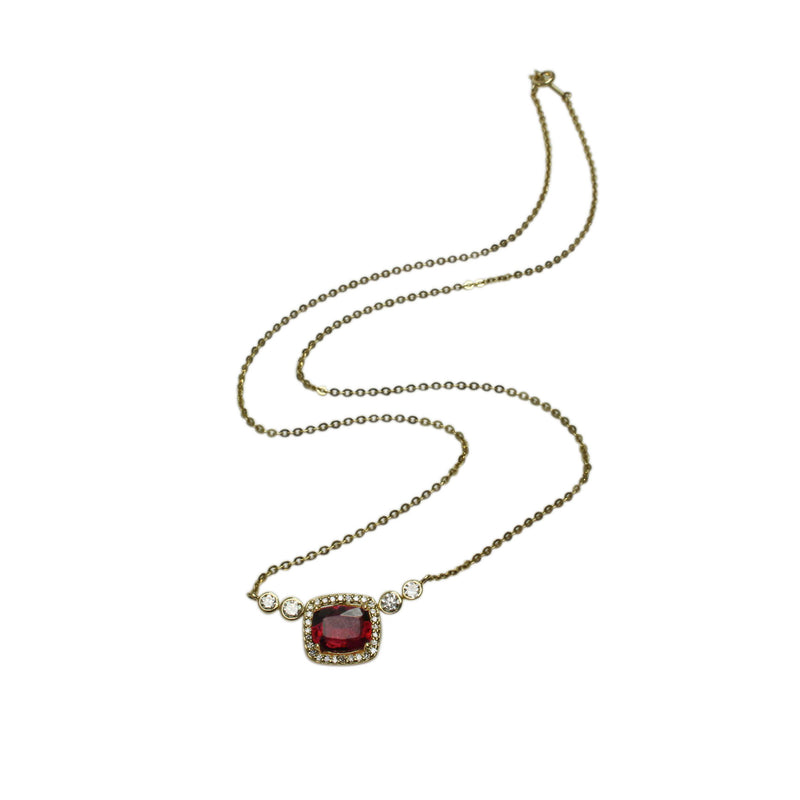 14k Gold Rhodolite & Diamond Necklace