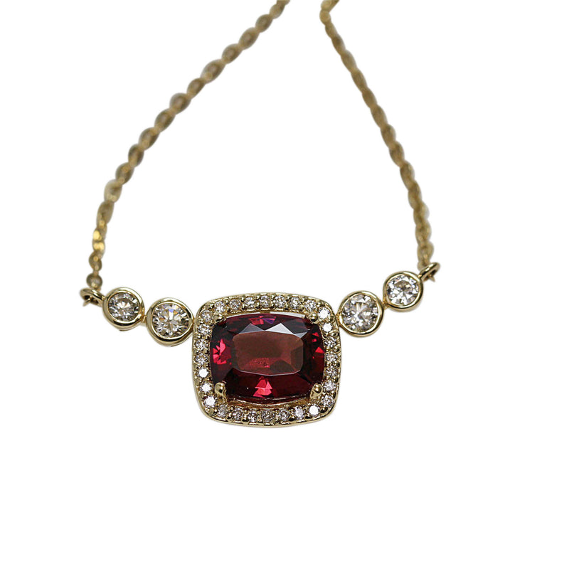 14k Gold Rhodolite & Diamond Necklace