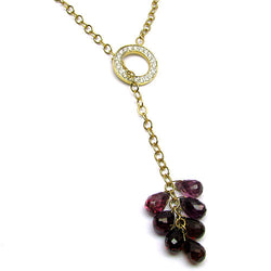 14k Gold 17'' Almandite & Diamond Necklace