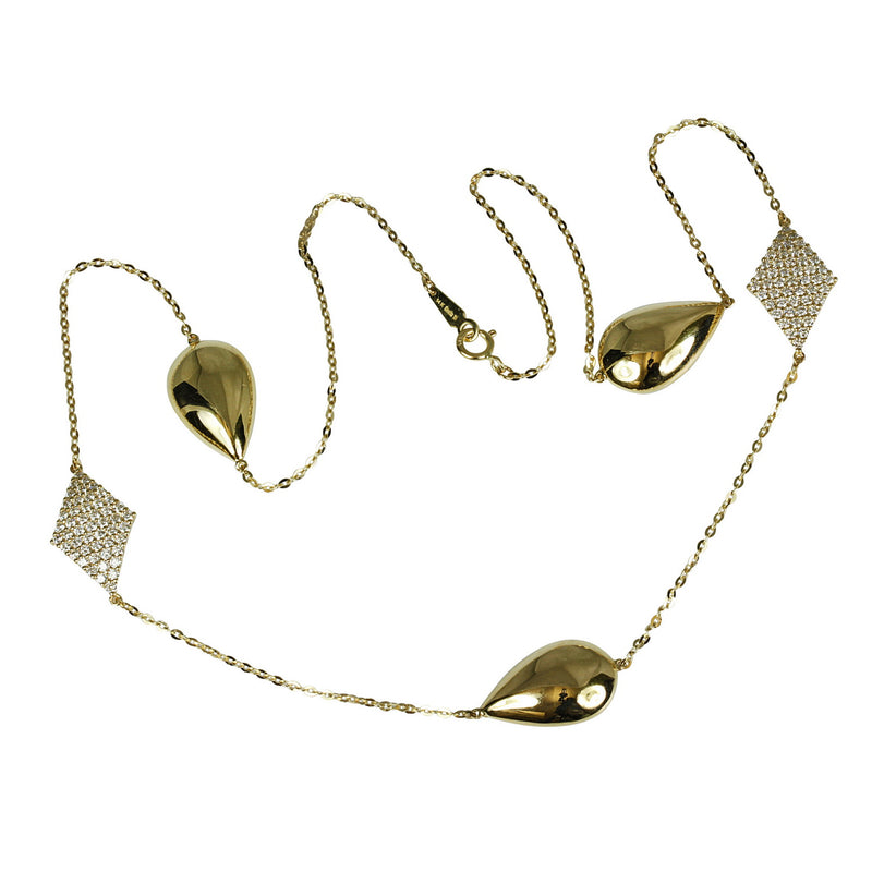 14k Gold Kite & Pear Shape Diamond Necklace