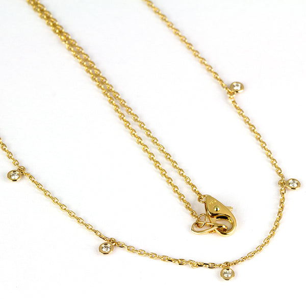 14k Gold 5 Scattered Diamond Necklace