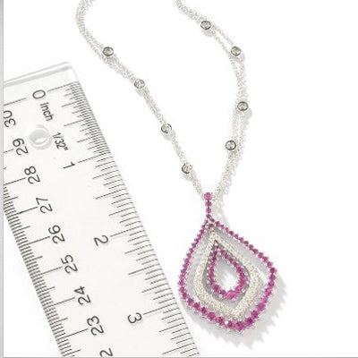 14k Gold Ruby & Diamond Pendant Necklace