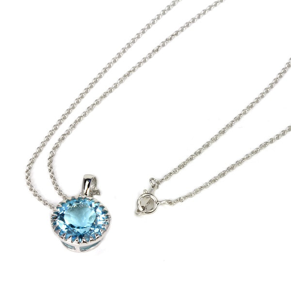 14k Gold & Blue Topaz Pendant Necklace