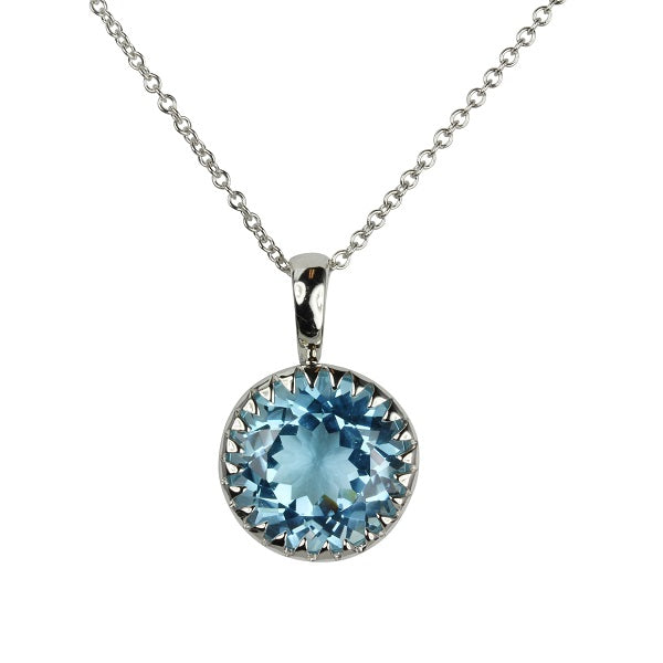 14k Gold & Blue Topaz Pendant Necklace