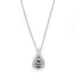 18k Gold Lavender Spinel & VS Diamond Pendant Necklace