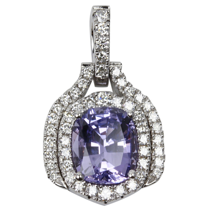 18k Gold Lavender Spinel & VS Diamond Pendant Necklace