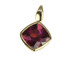 14k Gold Rhodolite Cushion Pendant Necklace